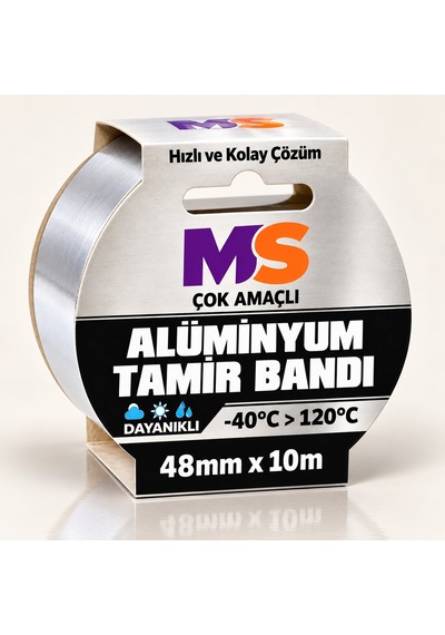 Yapışkanlı Yanmaz Alüminyum Folyo Tamir Bandı 48 Mm X 10 Metre Isıya Dayanıklı Soba Borusu Bantı