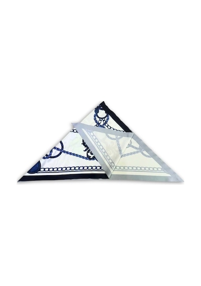 Tarzını Seç Zincir Desenli Lacivert Üçgen Fular Bandana Estacraft - 100x45 Cm
