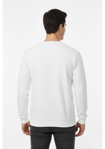Baglan Erkek Sıfır Yaka Sweatshirt Bgl-st04863 Ekru