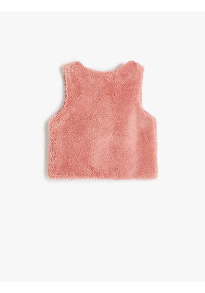Koton V Yaka Cep Detaylı Peluş Yelek Pembe 5wmg20004ak Pembe