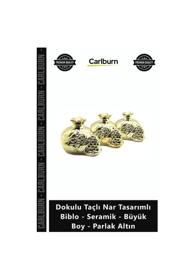 Özel Üretim Modern Dekoratif Gold Dokulu Taçlı Nar Tasarımlı Biblo Seramik Büyük Boy Parlak Altın
