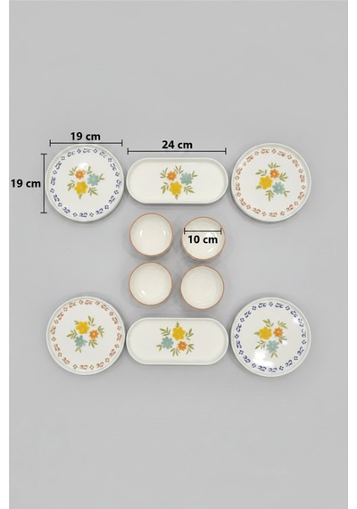 Flower 10 Parça Seramik Kahvaltı Takımı Şık Ve Modern Sofra Sunum Seti Beyaz