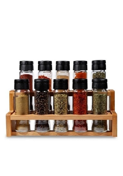 Chef Taste Spice X 10 Lu Baharatlık Takımı Ahşab Standlı 10 Lu Me Ahşap - Beyaz