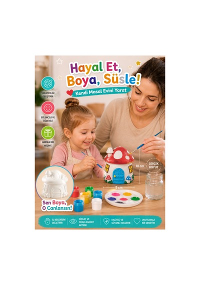 Çocuk Boyama Seti Mantar Ev Boyanabilir Dekoratif Taş Ev Eğitici Hobi Ve Yaratıcılık Oyuncağı