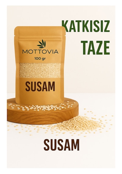 Doğal Susam 100 Gr %100 Katkısız, Taze Kavrulmamış Çiğ Beyaz Susam 100g