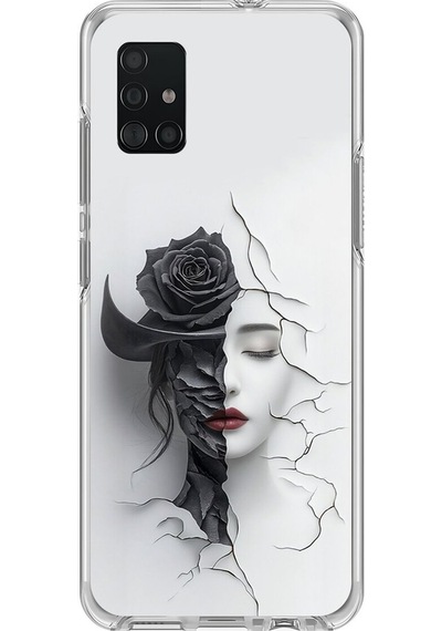 Samsung Galaxy A71 Uyumlu Şeffaf Kılıf Estetik Yüz 4 Tasarımlı