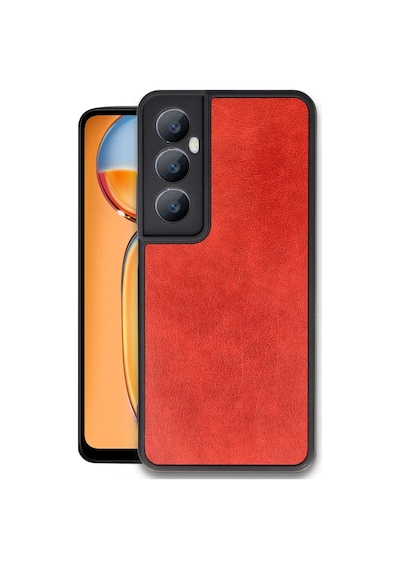 Realme C65 Uyumlu Kılıf Aras Deri Kapak - Kırmızı