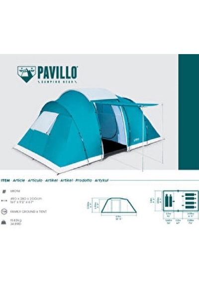 Bestway Pavillo 6 Kişilik Çift Bölmeli Aile Kamp Çadırı 68094 Mavi