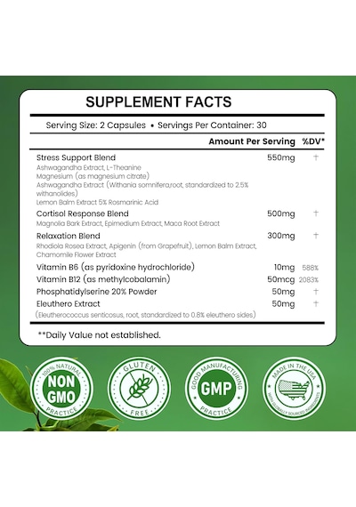 İngreens Cortisol 15-in-1 Ashwa/gandha Theanine & Lemon Balm Rhodiola Magnesium Relaxation & Restful