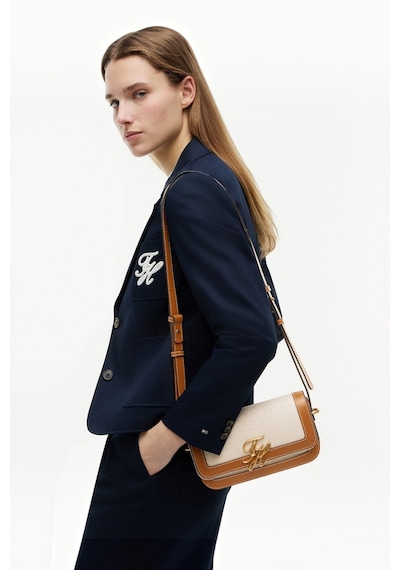 Tommy Hilfiger Th Scrıpt Flap Crossover Canvas Kadın Kahverengi Çanta - Aw0aw18737