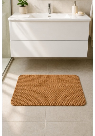 Yıkanabilir Banyo Paspası Kaymaz Taban Su Emici Duş Önü Lavabo Önü Tuvalet Önü Banyo Halısı 40x60 Cm Kahverengi
