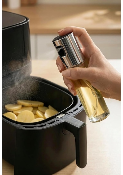 Pratik Püskürtmeli Sprey Cam Şişe Zeytinyağı Sirke Yağ Püskürtücü Yağdanlık Airfryer Yağlık 100ml Çok Renkli
