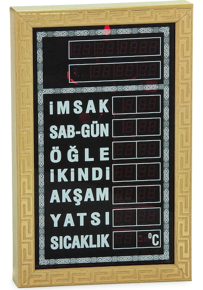 Vakitmatik Dijital İmsakiye Ev Ofis Tipi Ezanlı Cami Saati Sarı