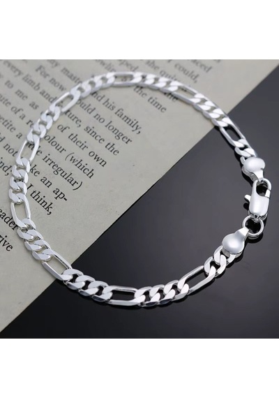 Erkek Kadın Unisex Figaro 6mm Gümüş Kaplama Zincir Bileklik Künye Hediyelik Çok Renkli