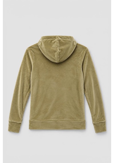 Markapia Kadın Kapüşonlu Cepli Yumuşak Kadife Dokulu Sweatshirt Sarı