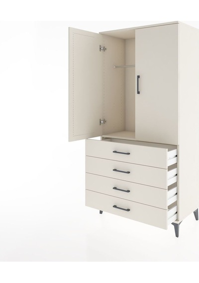 Hyperion Dolap Tek Raflı 4 Çekmeceli Tek Askılı 88x44x182 Ayt... Aytaşı