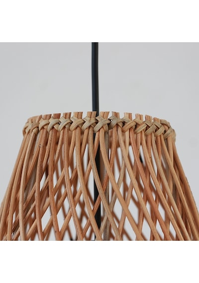 Bohem Etnik Doğal Hasır Doğal Rafya Bambu & Rattan Handmade Dekoratif Sarkıt Saçaklı Avize 26x65 Cm-9081498449442 Kahverengi