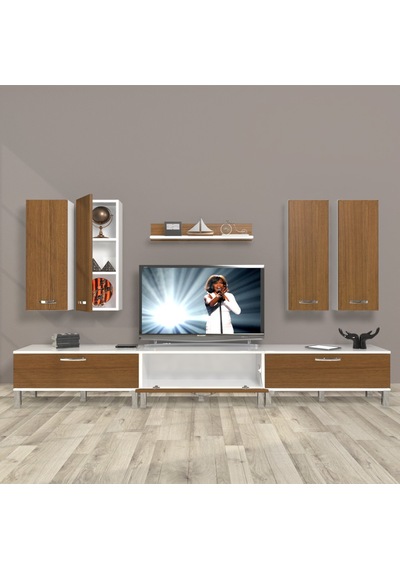 Decoraktiv Eko 8d Slm Krom Ayaklı Tv Ünitesi Tv Sehpası - Beyaz Ceviz Beyaz - Ceviz Decoraktiv Eko 8d Slm Krom Ayaklı Tv Ünitesi Tv Sehpası - Beyaz Ceviz Beyaz - Ceviz