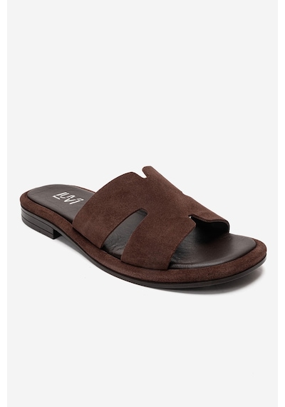 Luvishoes Brıo Kahverengi Süet Hakiki Deri Kadın Terlik