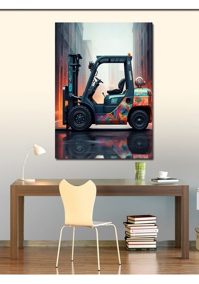 Kanvas Tablo Forklift Ve Renkli Arka Plan 70cmx100cm