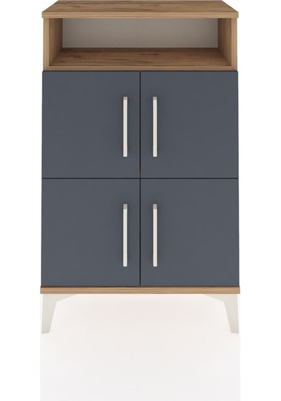 Arges Komodin Tek Raflı 4 Kapaklı 60x30x96 Çam-antrasit Atlas Çam