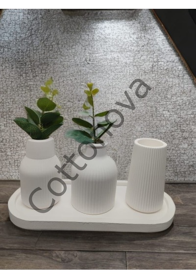 Cottonova C47 Dekoratif Vazo Takımı 3lü Beyaz