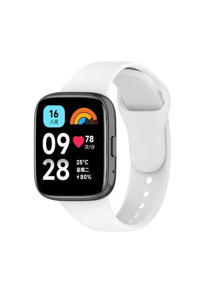 Xiaomi Redmi Watch 3 Active Uyumlu Kordon Ayarlanabilir Soft Yüzey Yumuşak Silikon Kayış Beyaz