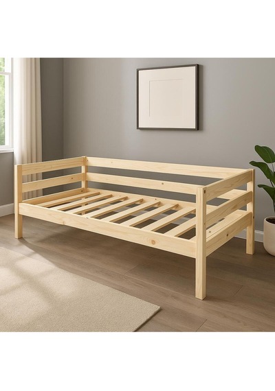 Ahşap Sedir Kanepe 100x120 Cm İç Ölçü Mindersiz Doğal Natural Masif Ahşap Bej