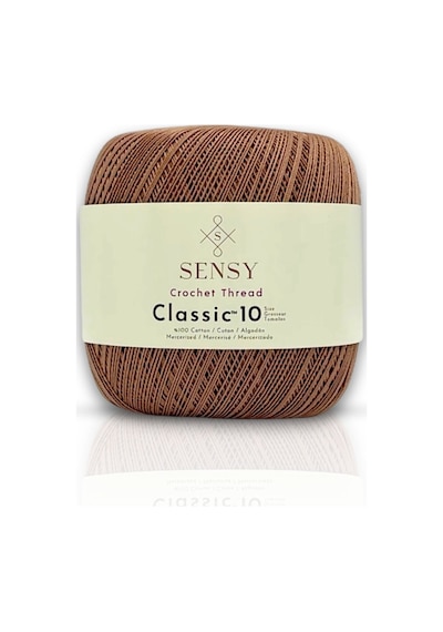 Sensy Classic 10 Tığ Ipi 100% Merserize Pamuk Örgü Ipi, Dantel Ipliği Giza Mısır Pamuğu Vizon