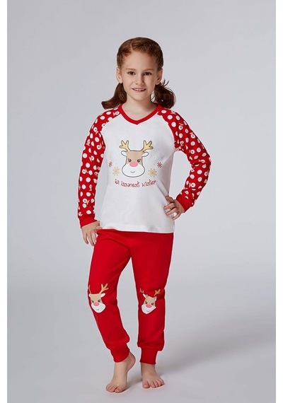 Roly Poly Kız Çocuk V Yaka Pijama Takım (2953) (1-4 Yaş)