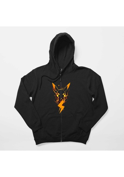 Pikachu Siyah Fermuarlı Kapşonlu Sweatshirt