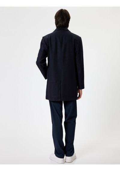 Koton Slim Fit Kaşe Kaban Cep Detaylı Lacivert 5wam00021hw Lacivert