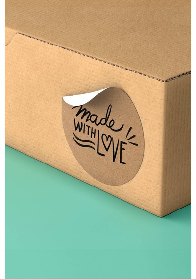 Kraft Kalpli Made With Love Sticker 3x3cm St2295 Çok Renkli