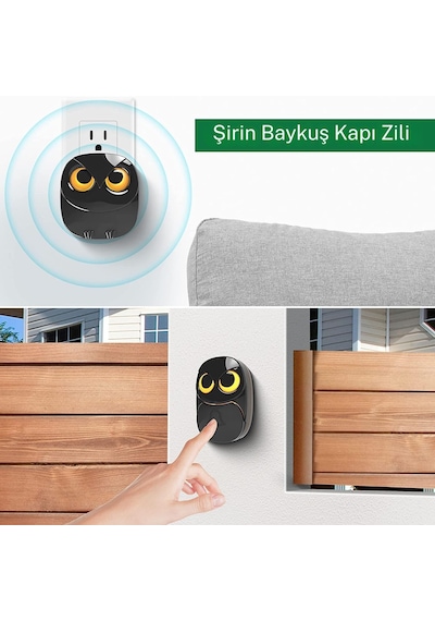 Monozone Işıklı Baykuş Şekilli 2 Alıcı 1 Verici Kapı Zili