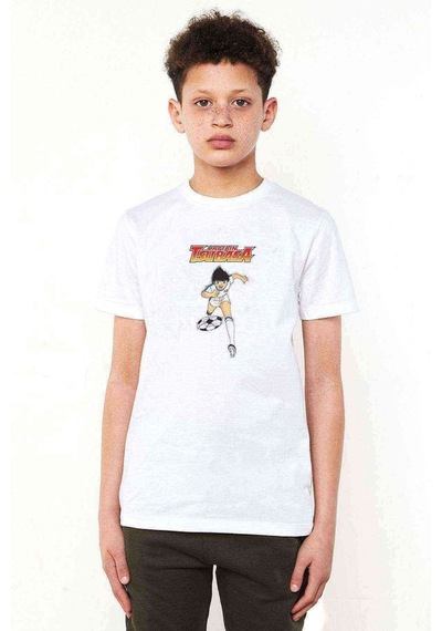 Tshirthane Tsubasa Captain Baskılı Unisex Çocuk Beyaz T-Shirt
