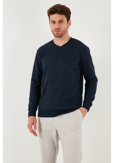 Buratti Pamuklu Regular Fit V Yaka Erkek Kazak 456202 V Lacivert
