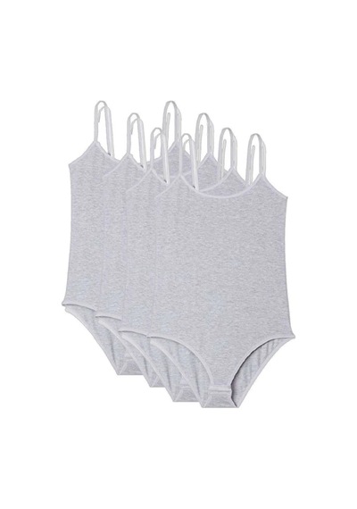 Jenerik 4 Adet İp Askılı Kadın Çıtçıtlı Body Gri
