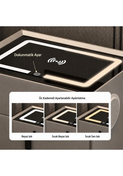 Powermaster Kh-bc01 Mobilya Komodin Kablosuz + Kablolu Şarj Ünitesi Bt Speaker Dokunmatik Led Aydınlatma Siyah Powermaster Kh-bc01 Mobilya Komodin Kablosuz + Kablolu Şarj Ünitesi Bt Speaker Dokunmatik Led Aydınlatma Siyah