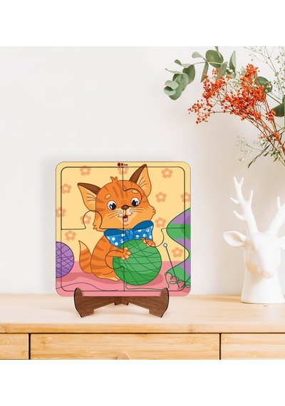 Bk Toys Çocuklar İçin 2 Si 1 Arada Eğitici-öğretici Ahşap 4 Parça Yapboz Puzzle Çerçeve Model 18