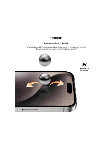 Phixi Premium Guard Parlak Cam Ekran Koruyucu Apple Uyumlu iPhone X Antistatik, Su Tutmaz, Tam Kaplama