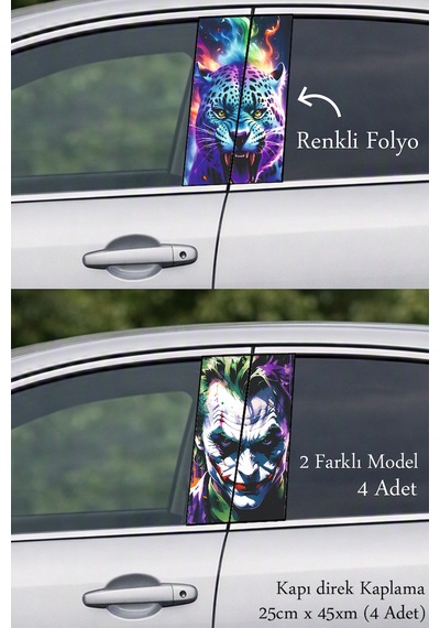 Araca Karakter Katan Kapı Direk Folyo Sticker Etiket