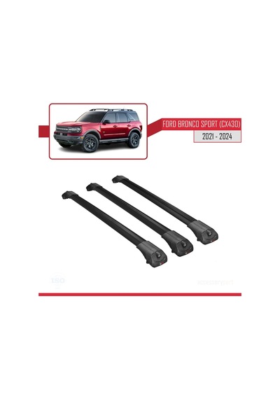 Ford Bronco Sport Cx430 2021 Ve Sonrası İle Uyumlu Ace-1 Ara Atkı Tavan Barı Siyah 3 Adet Bar