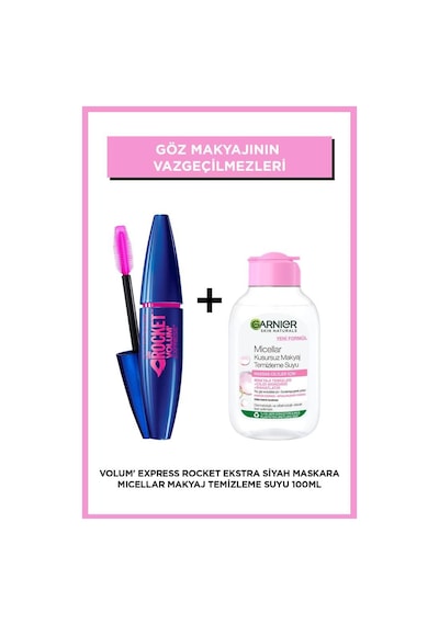 Maybelline New York Volum Express Rocket Maskara Extra Black + Garnier Micellar Makyaj Temizleme Suyu 100 ML