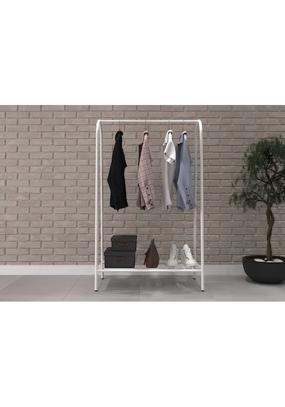 Bye Concept&More Metal Ayaklı Tek Raflı Elbise Askılığı Beyaz