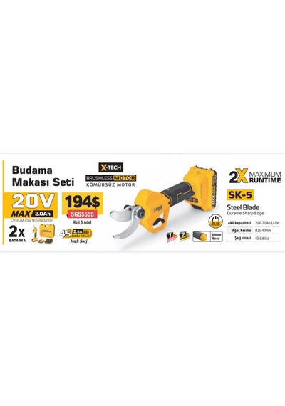 Profesyönel Budama Makası Seti Sgs5556 Batarya'sız