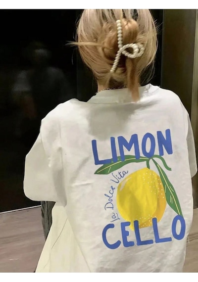 Startmore Beyaz Oversize Limoncello Tshirt Unisex Kalıp Penye Yumuşak