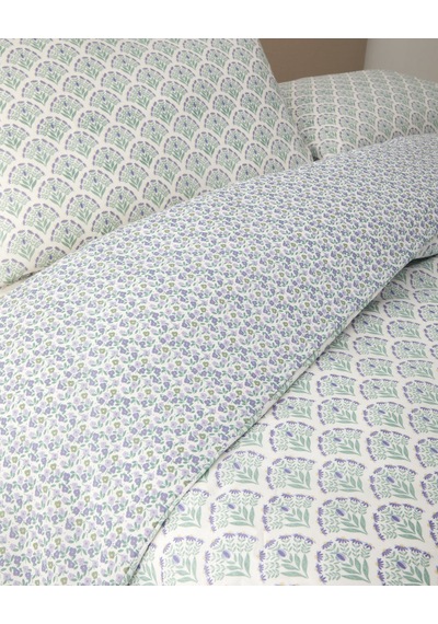 Ornament Petal Kolay Ütülenir Tek Kişilik Nevresim Seti 160x220 Cm Lila-yeşil
