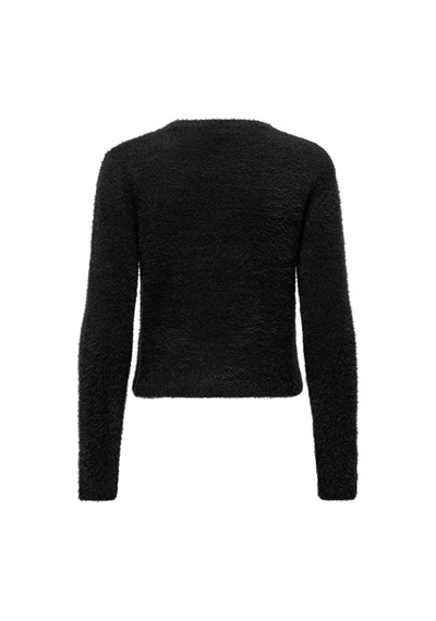 Only Regular Fit Bisiklet Yaka Tüylü Kazak Kadın Kazak 15374811 Siyah