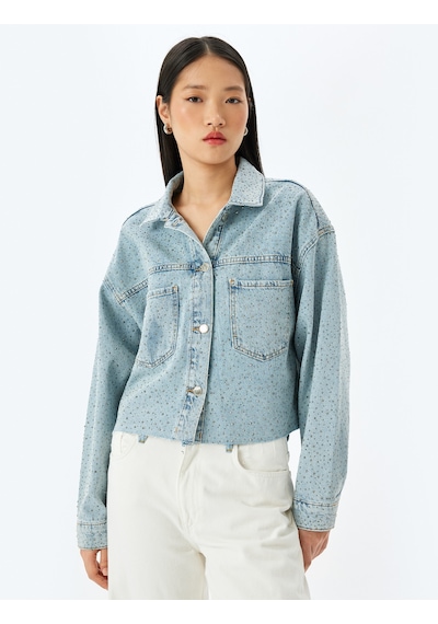 Koton Taş Detaylı Oversize Düğmeli Çift Cepli Kot Ceket Açık İndigo 5sal50010md Açık İndigo Koton Taş Detaylı Oversize Düğmeli Çift Cepli Kot Ceket Açık İndigo 5sal50010md Açık İndigo