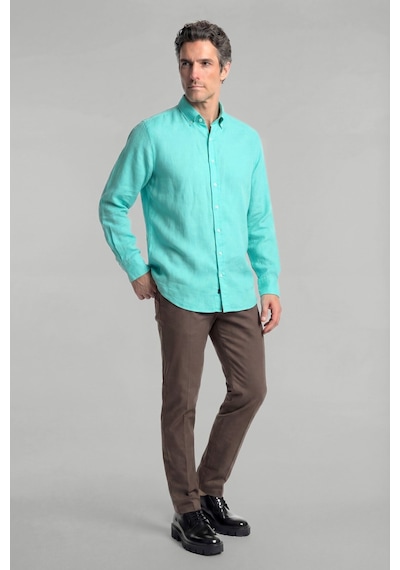 Bisse Regular Fit Paşa Yaka Cepsiz Sedef Düğmeli Açık Yeşil Erkek Gömlek Gmktn250011 D46 Açık Yeşil